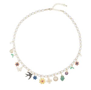 Eyecandy Los Angeles June pearl Charm crystals Necklace NWT